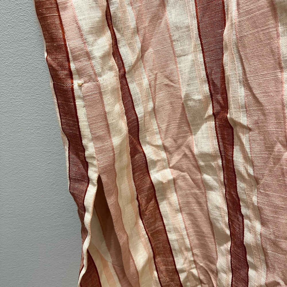 NWT Pearl by Lela Rose Striped Midi Shirtdress Blush Multi Cotton Linen Blend,M - Picture 11 of 11